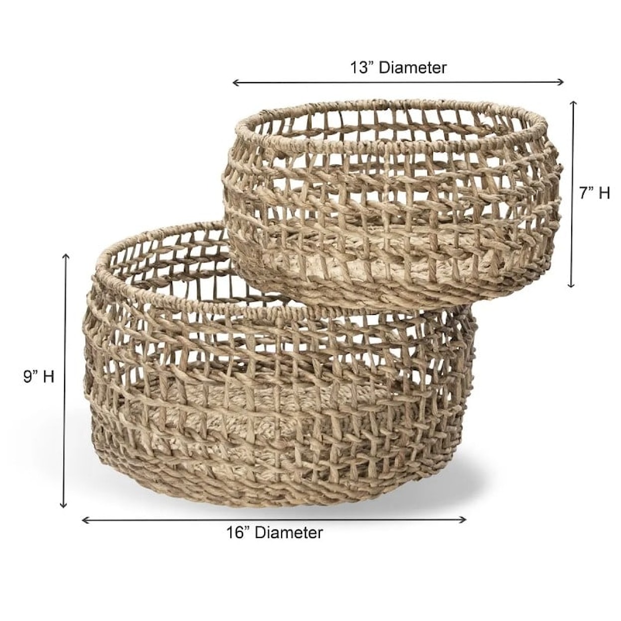 Ibolili Baskets and Sets SHIP KNOT TABLE BASKET, ROUND- S/2