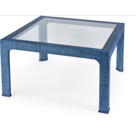 Chatham Coffee Table, Blue Raffia