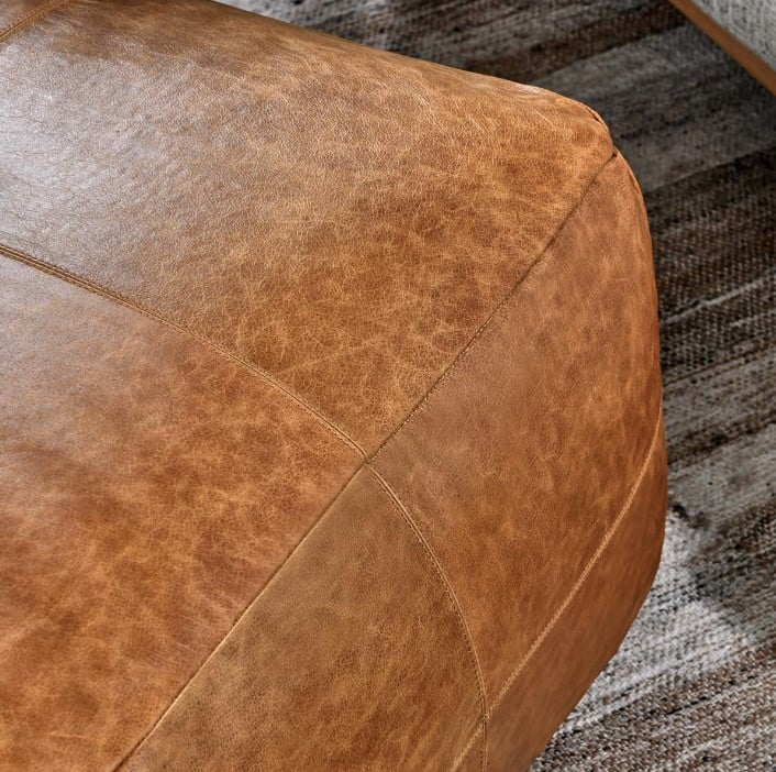 Classic Home Floor Cushions LEATHER DUMONT CHESTNUT POUF