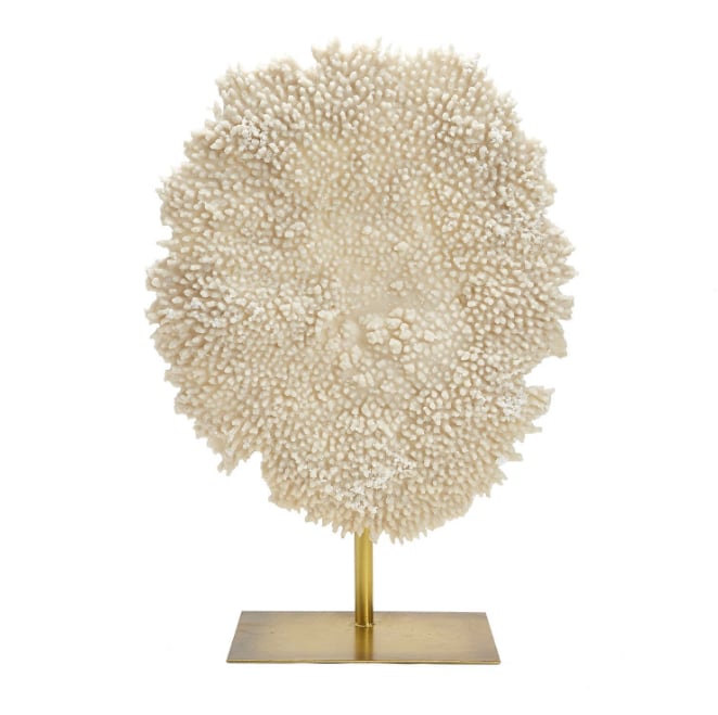 26 1/2" White Poly Coral Sculpture on Stand