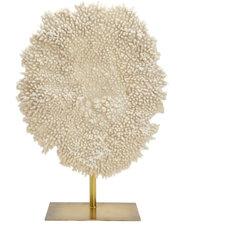 26 1/2" White Poly Coral Sculpture on Stand