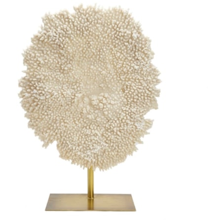 26 1/2" White Poly Coral Sculpture on Stand