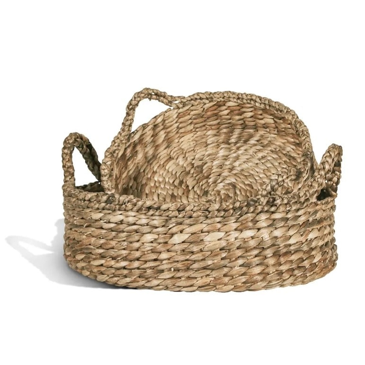 Ibolili Baskets and Sets BRAIDED WATER HYACINTH TRAY, RND- S/2