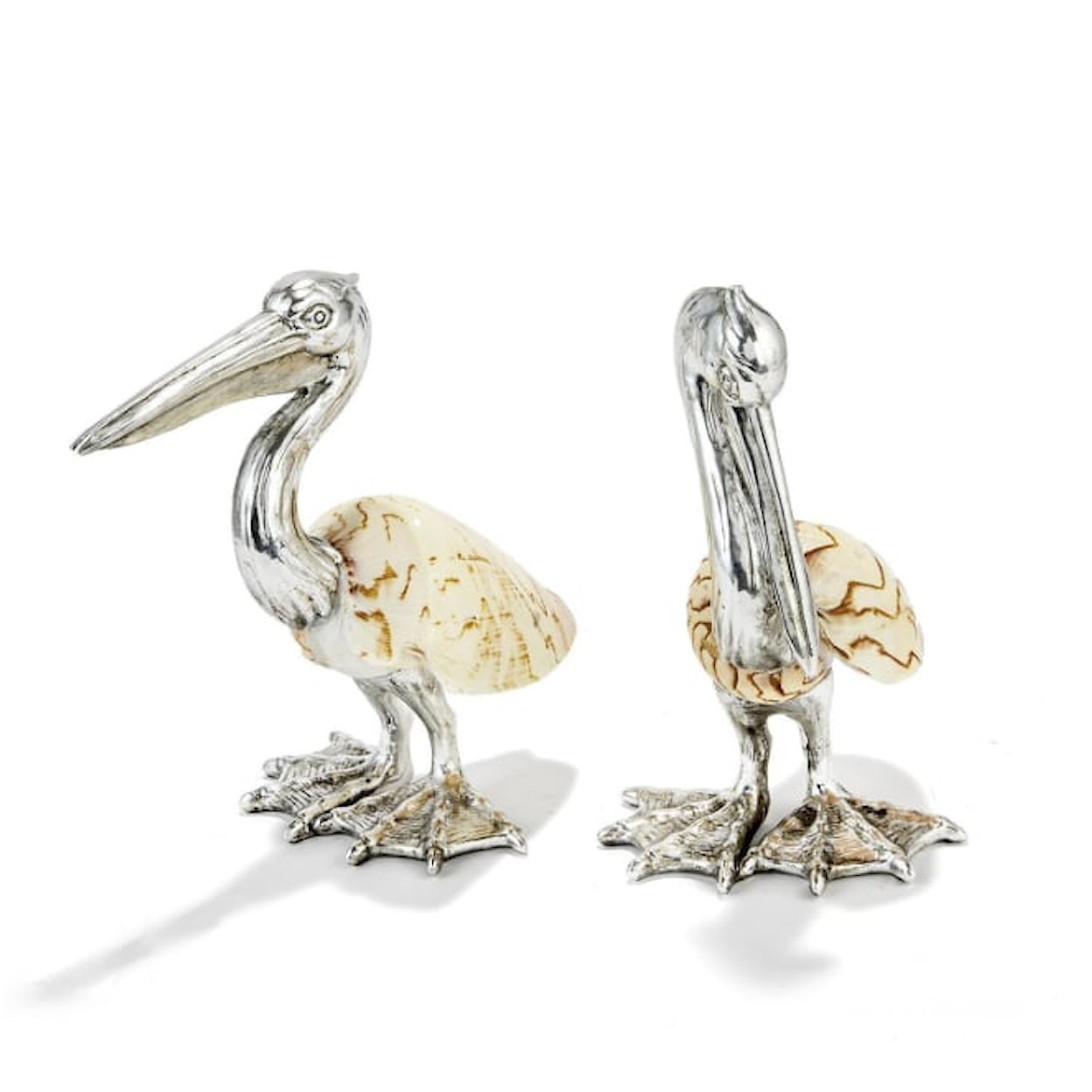 Two's Company Coastal Chic Set of 2 Shell Sculpture Pelicans