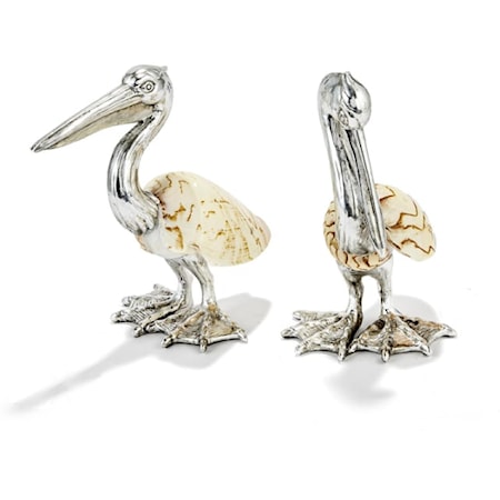 Set of 2 Shell Sculpture Pelicans