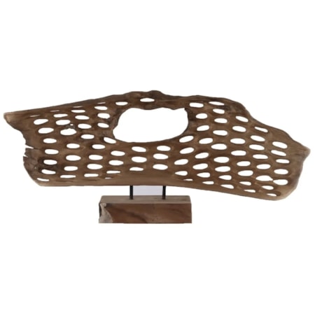 Scalloped Teak Art Stand with Holes, Horizon