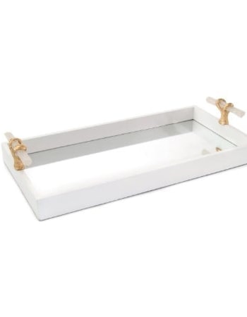 WHITE TRAY WITH SELENITE HANDLES
