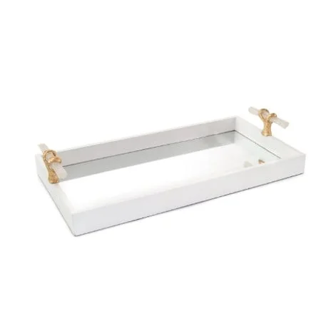 WHITE TRAY WITH SELENITE HANDLES