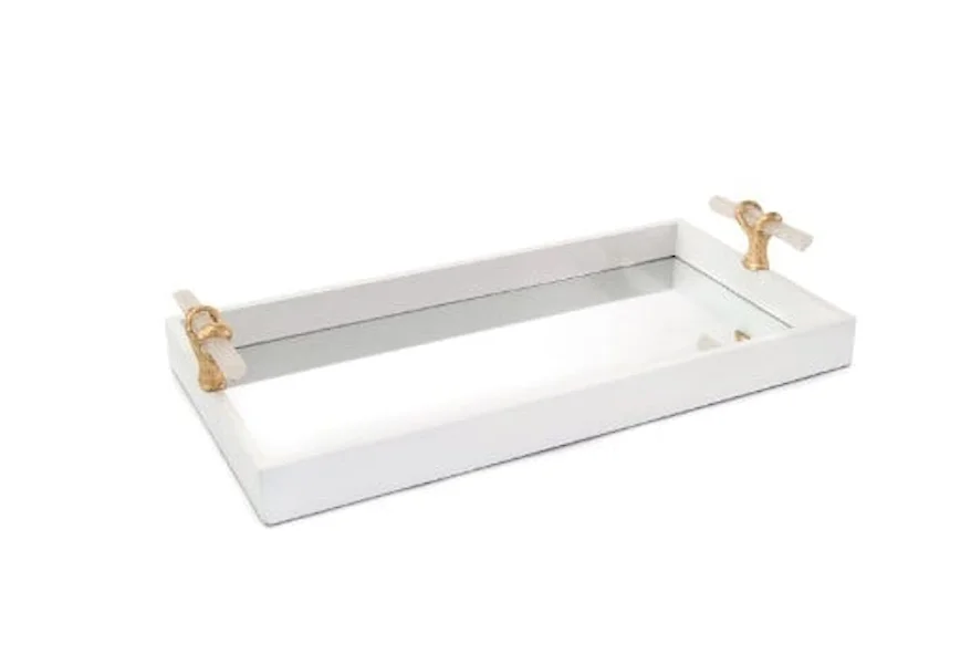 Accessories & Botanicals WHITE TRAY WITH SELENITE HANDLES by John-Richard at Jacksonville Furniture Mart