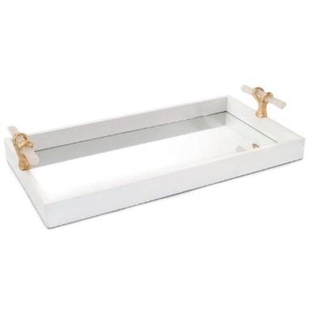 WHITE TRAY WITH SELENITE HANDLES