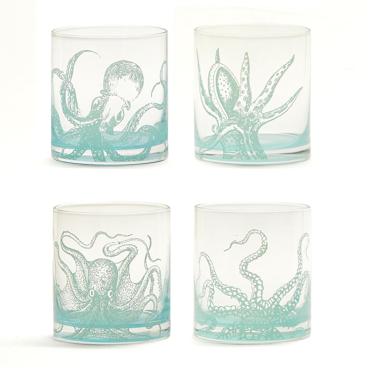 S/4 Octopus Double Old Fashion Glasses