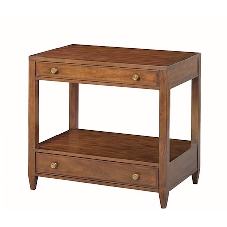 WIDE, 2 DRAWER SIDE TABLE- RUSTIC