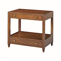 WIDE, 2 DRAWER SIDE TABLE- RUSTIC