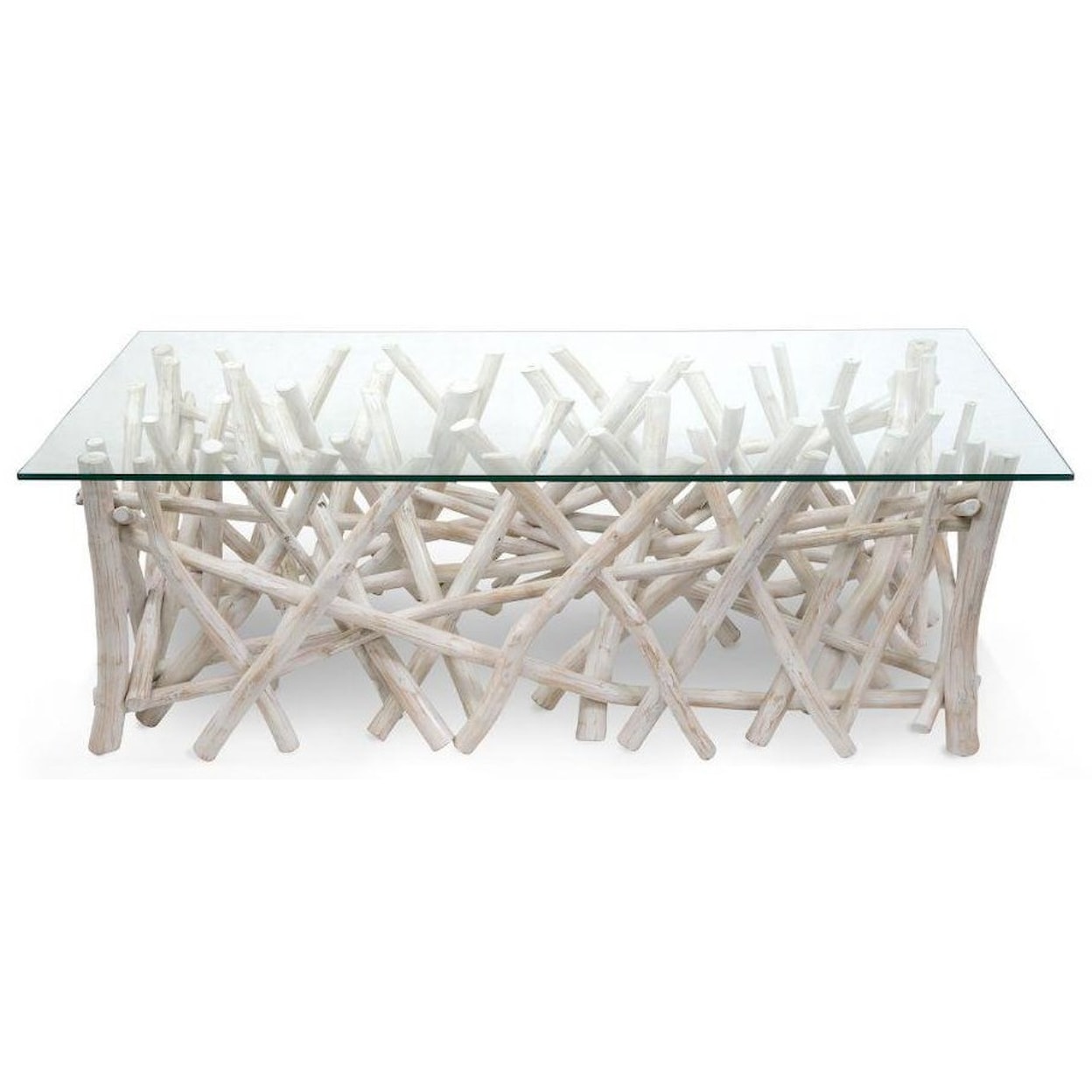 Ibolili Coffee Tables WHITEWASH BRANCH COFFEE TABLE, RECT