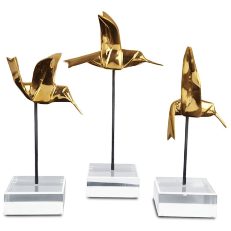 Gold Hummingbirds Set of 3