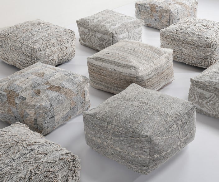 Classic Home Floor Cushions PERFORMANCE CARAVAN GRAY MULTI POUF