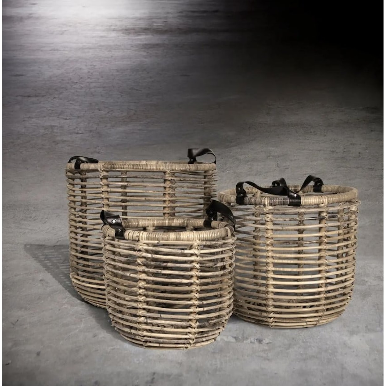 Ibolili Baskets and Sets AVOCADO RATTAN BASKET, ROUND- S/3