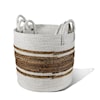 Ibolili Baskets and Sets BANANA LEAF BASKET W/ WHITE TRIM, RND- S/3