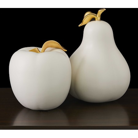 APPLE AND PEAR SCULPTURES, S/2