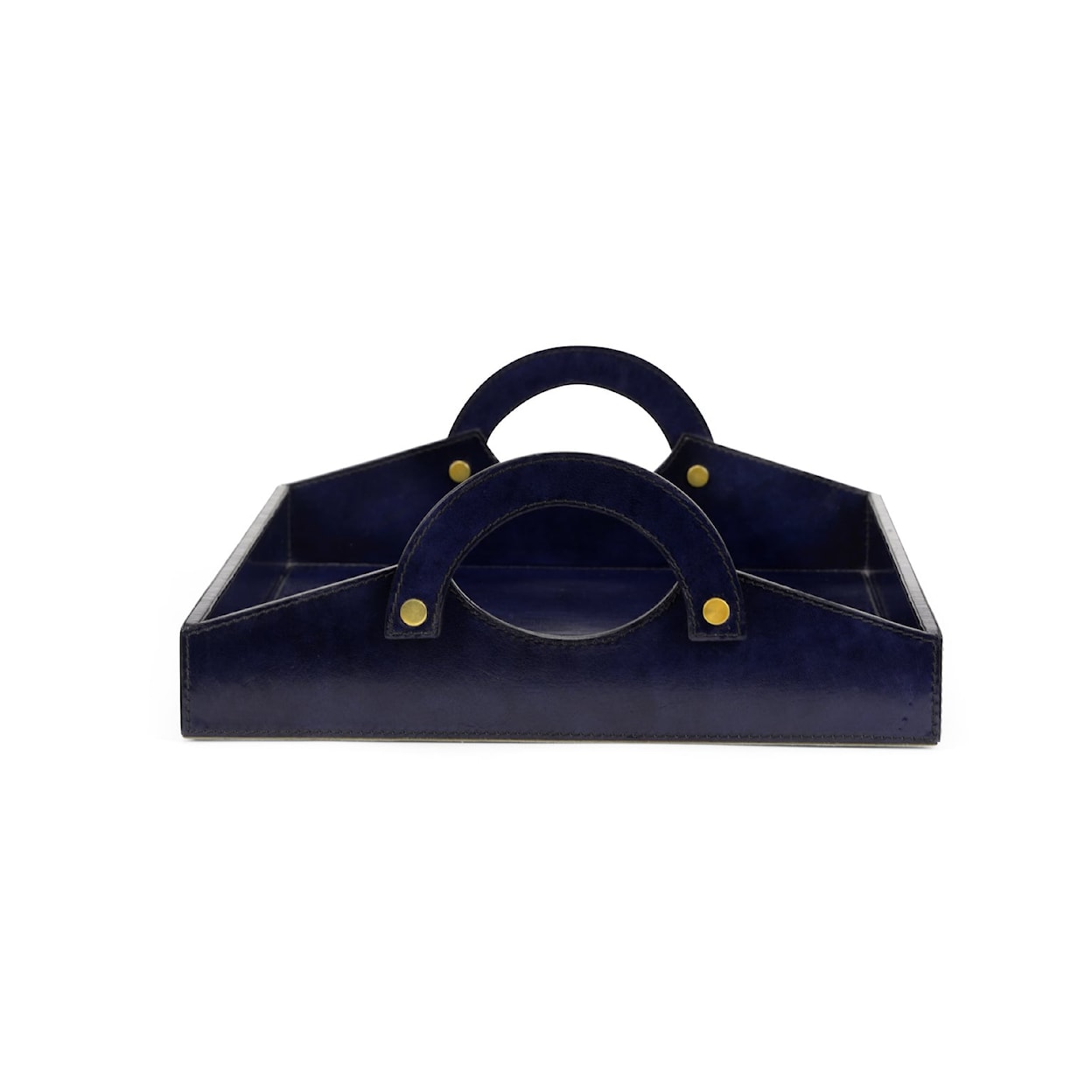 Chelsea House Trays, Platters & Bowls LEATHER TRAY- MIDNIGHT BLUE
