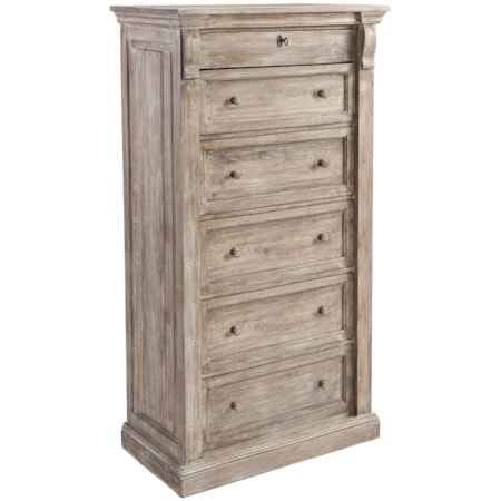 Wood 6Dwr Chest Natural White Wash