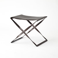 Folding Stool-Brown Leather