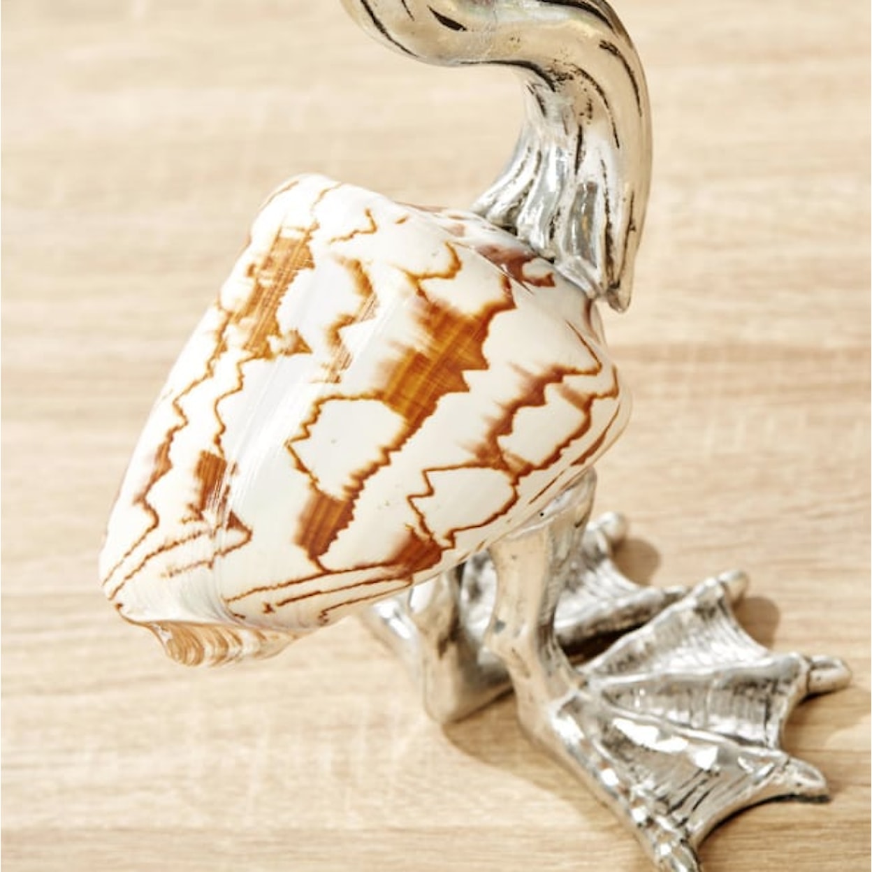 Two's Company Coastal Chic Set of 2 Shell Sculpture Pelicans