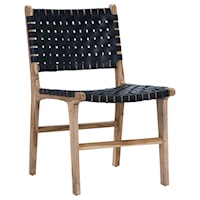 Dale Dining Chair in Black Leather/Natural Wood Frame