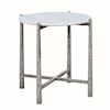 Oliver Home Furnishings End/ Side Tables MARBLE TOP, ROUND SIDE TABLE- SILVER