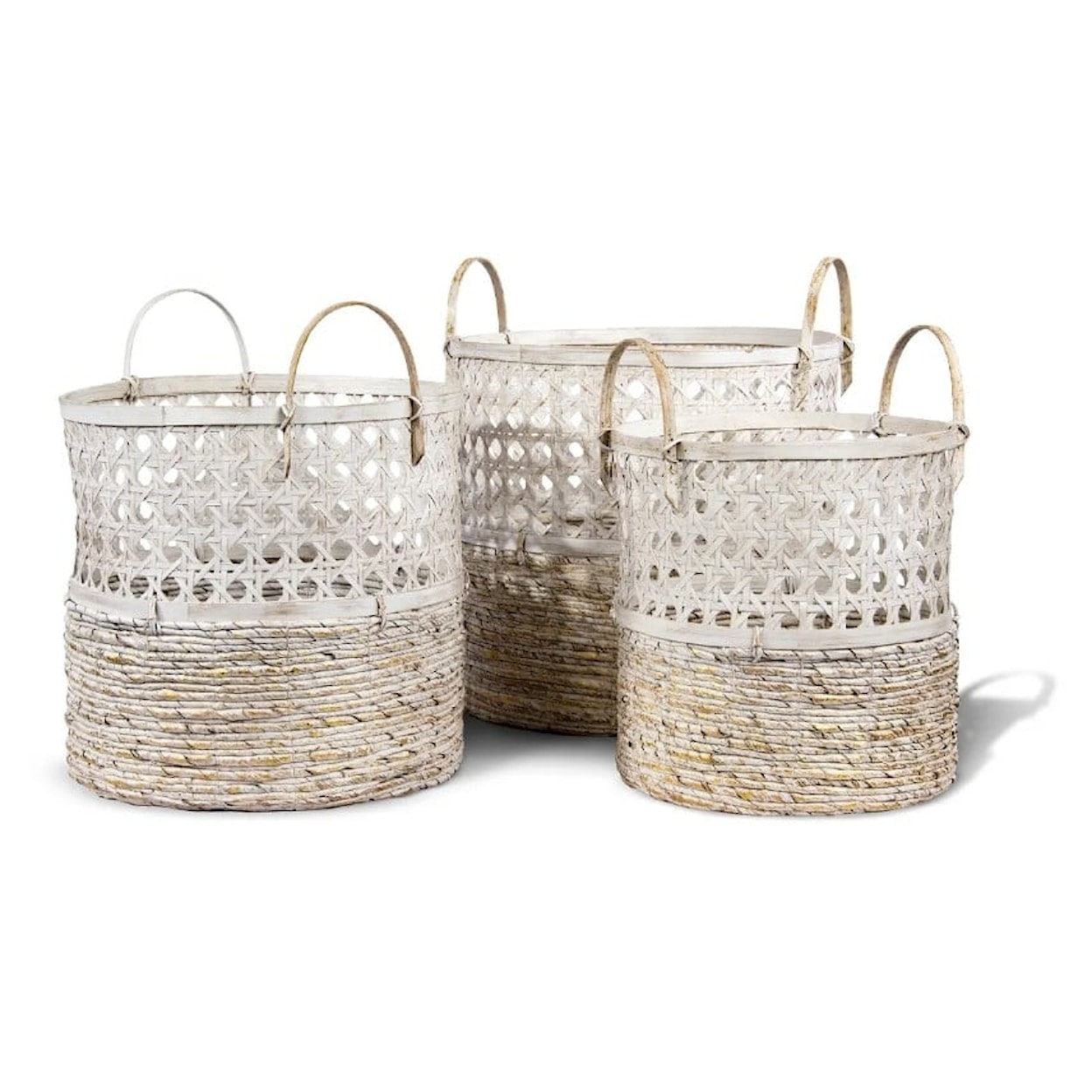 Ibolili Baskets and Sets BANANA LEAF DOUGAL RATTAN BASKET, RND- S/3