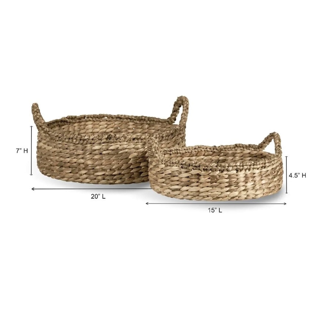 Ibolili Baskets and Sets BRAIDED WATER HYACINTH TRAY, RND- S/2