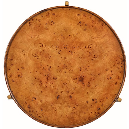 ROUND SIDE TABLE W/ BURL TOP