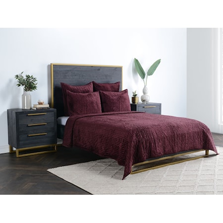 BARI VELVET 4PC KING QUILT SET