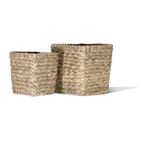 ELEMENTAL WATER HYACINTH WASTE BIN, SQUARE- SET OF 2