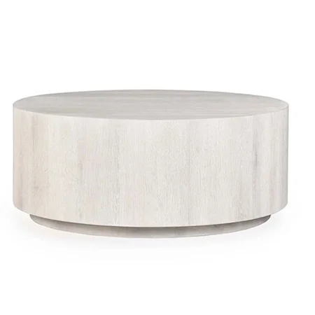 LAYNE 42" ROUND COFFEE TABLE W/CASTERS WHITE WASH