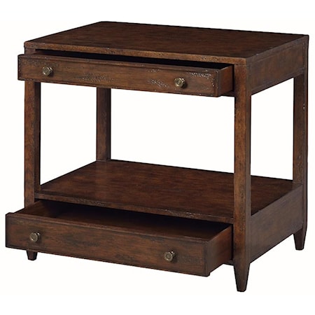 WIDE, 2 DRAWER SIDE TABLE- COUNTRY
