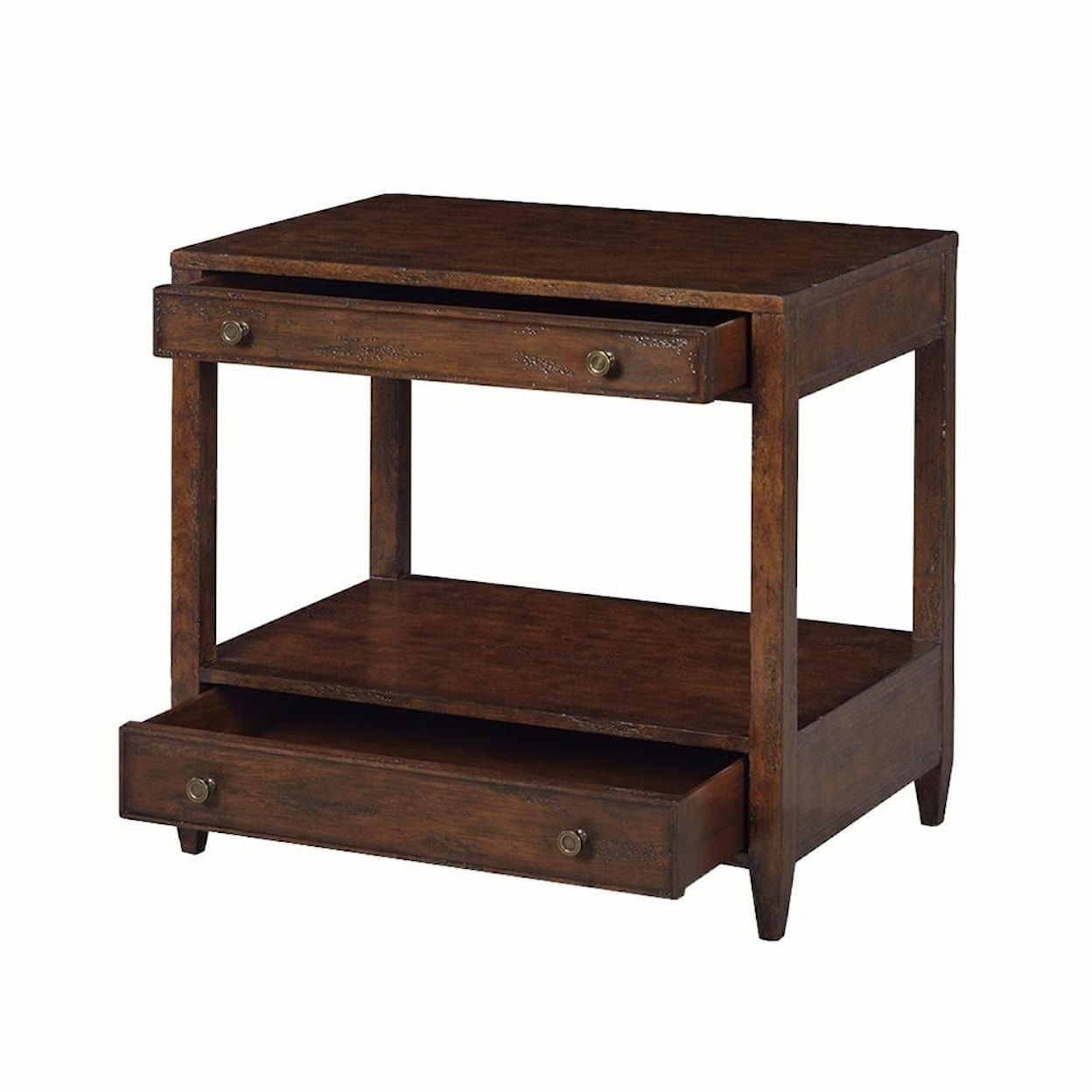 Oliver Home Furnishings End/ Side Tables WIDE, 2 DRAWER SIDE TABLE- COUNTRY
