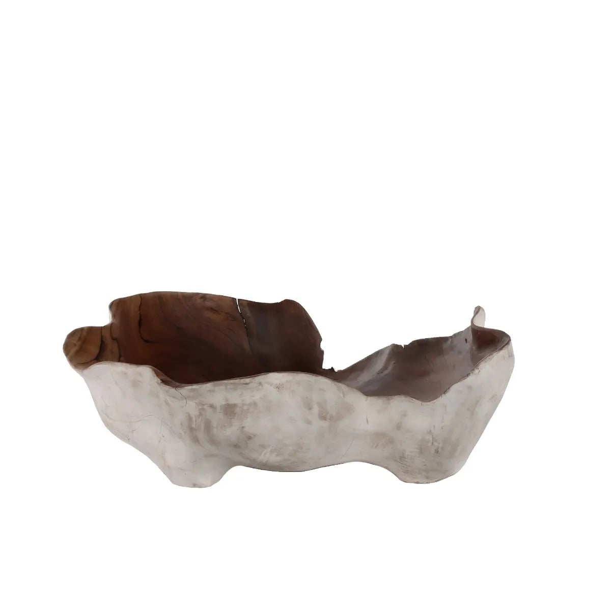 Teak Bowl White Trim, Large