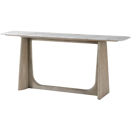 Repose Wooden Console Table Marble Top