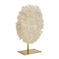 26 1/2" White Poly Coral Sculpture on Metal Stand