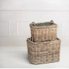 Ibolili Baskets and Sets FRENCH GRAY PICNIC BASKET, RECT- S/2