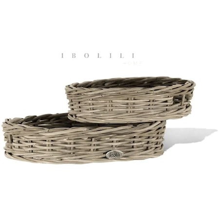 FRENCH GRAY RATTAN TRAY