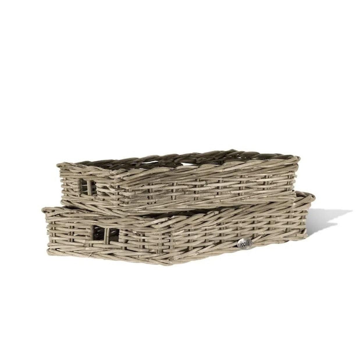 Ibolili Baskets and Sets FRENCH GRAY RATTAN TRAY, RECT - S/2