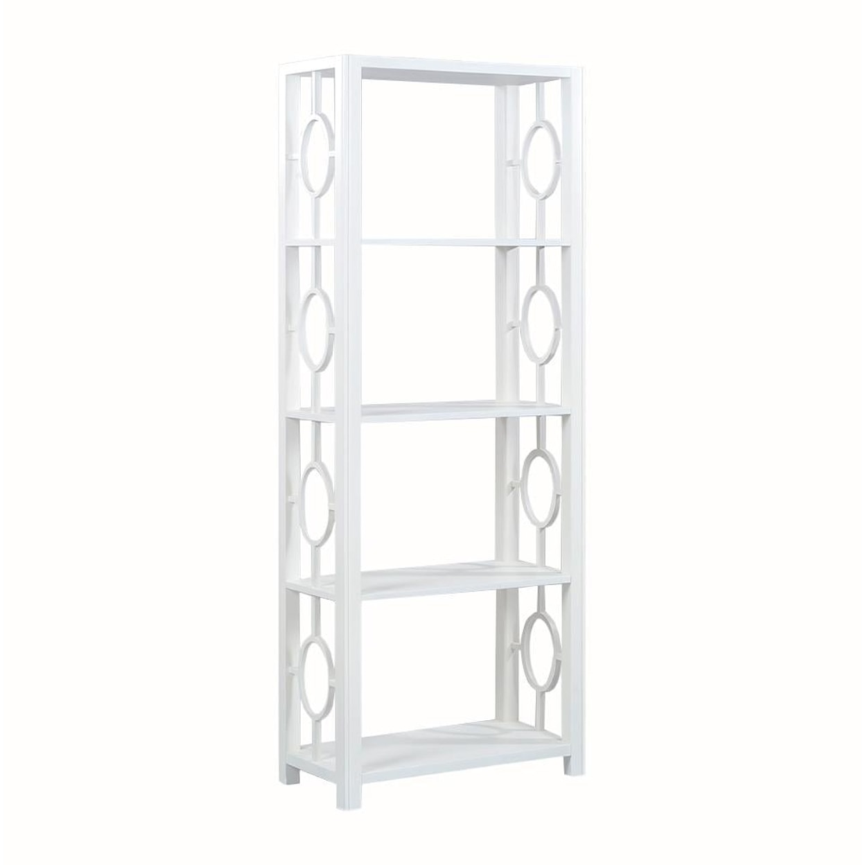 Oliver Home Furnishings Bookcases Four Shelf Etagere in Ghost