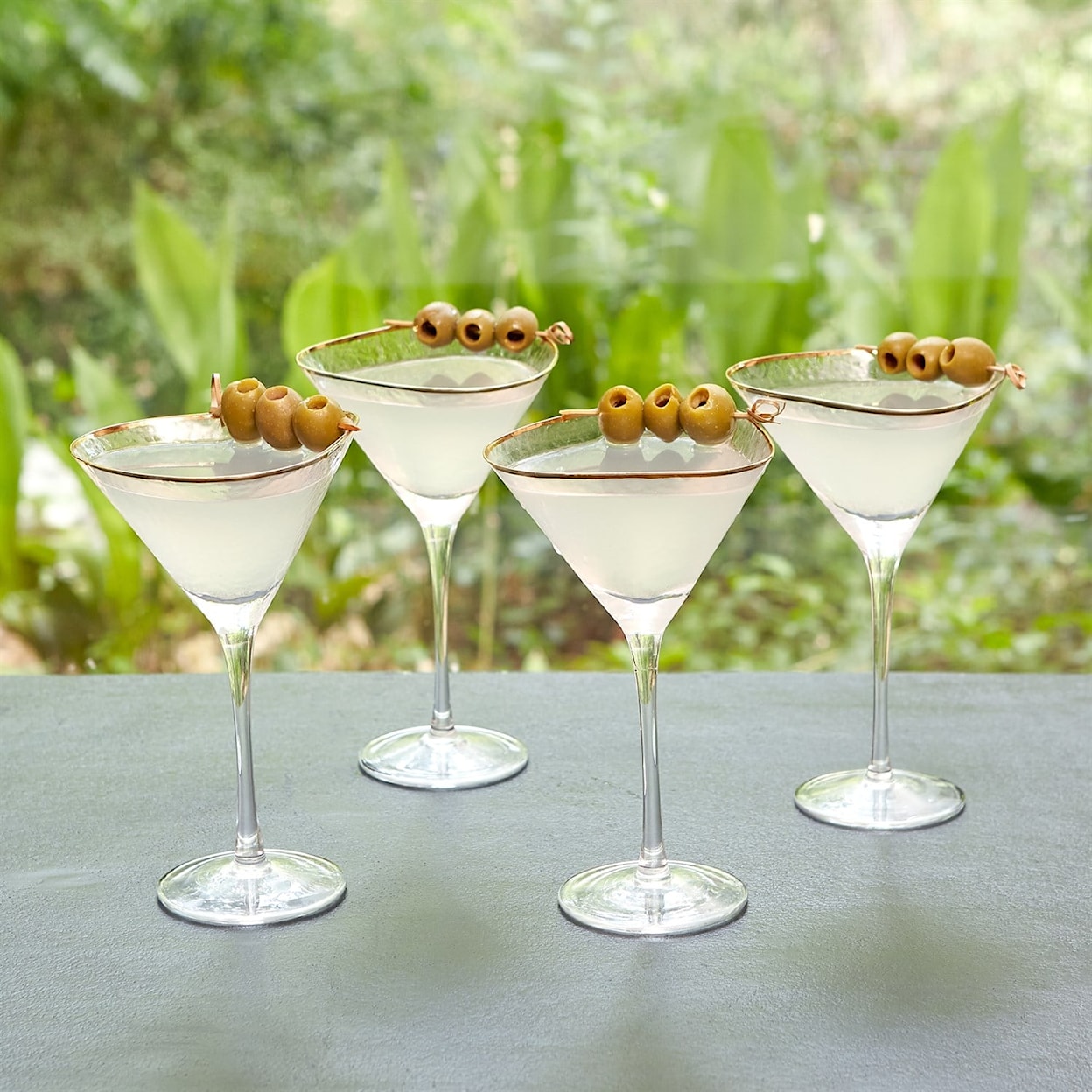 Global Views Glass Ware S/4 HAMMERED MARTINI GLASSES