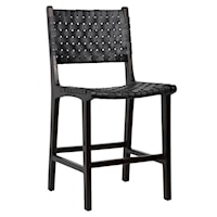 Dale Counter Stool Black Leather/Dark Brown Frame