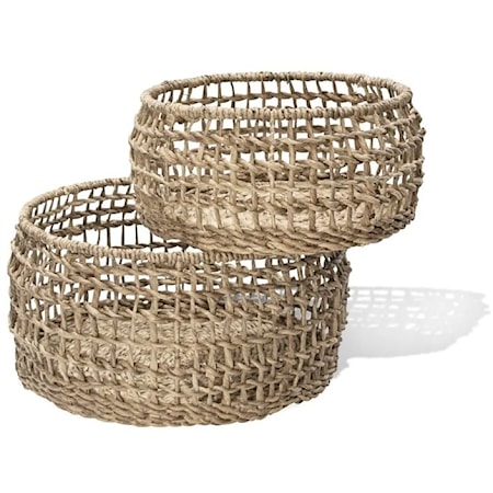 SHIP KNOT TABLE BASKET, ROUND- S/2
