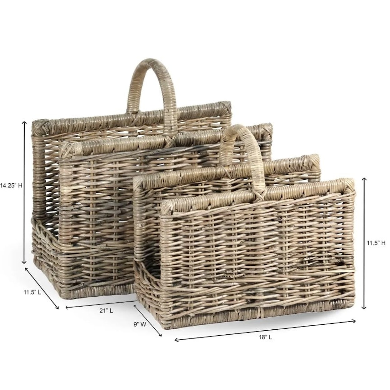 Ibolili Baskets and Sets FRENCH GRAY MAGAZINE BASKET, RECT- S/2