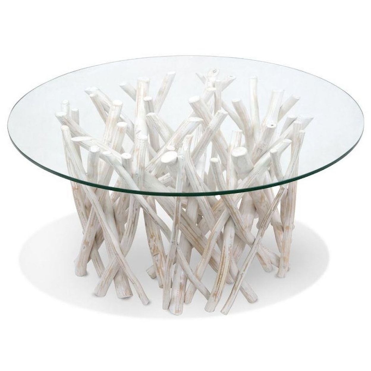 Ibolili Coffee Tables WHITEWASH BRANCH COFFEE TABLE. ROUND