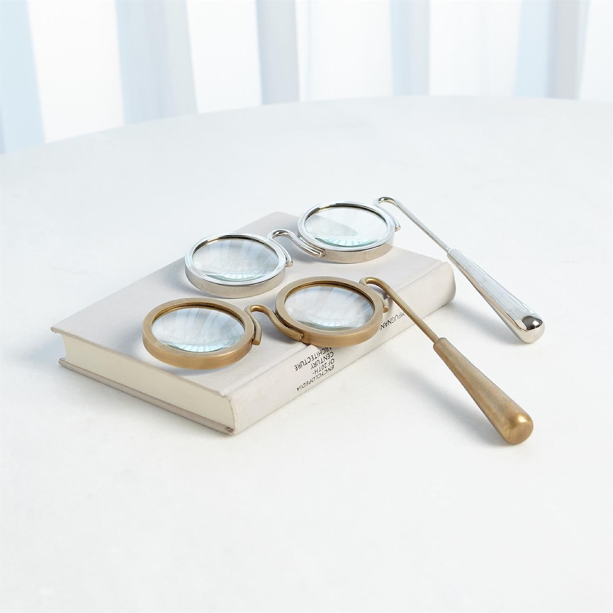 Global Views Accents LORGNETTE MAGNIFYING GLASS-NICKEL